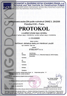 MgO Dosky certifikát